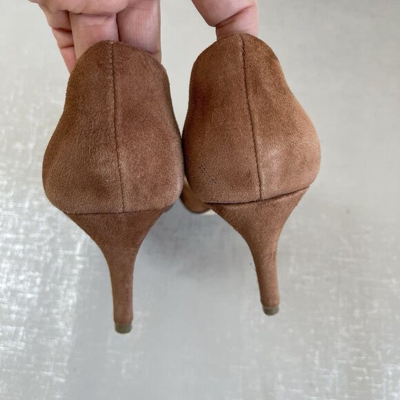 Banana Republic Brown Suede Pointed Toe Heels 9 M Preppy Party Classic Pumps - Picture 9 of 16